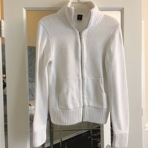 ❣️🍃GAP Full Zip White Mock Neck Sweater Sz M
